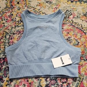 Hurley Blue Ribbed Crop Tank Top